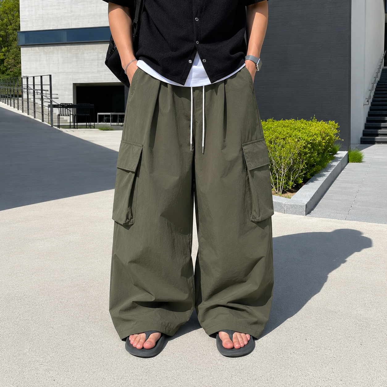 风衣布长裤